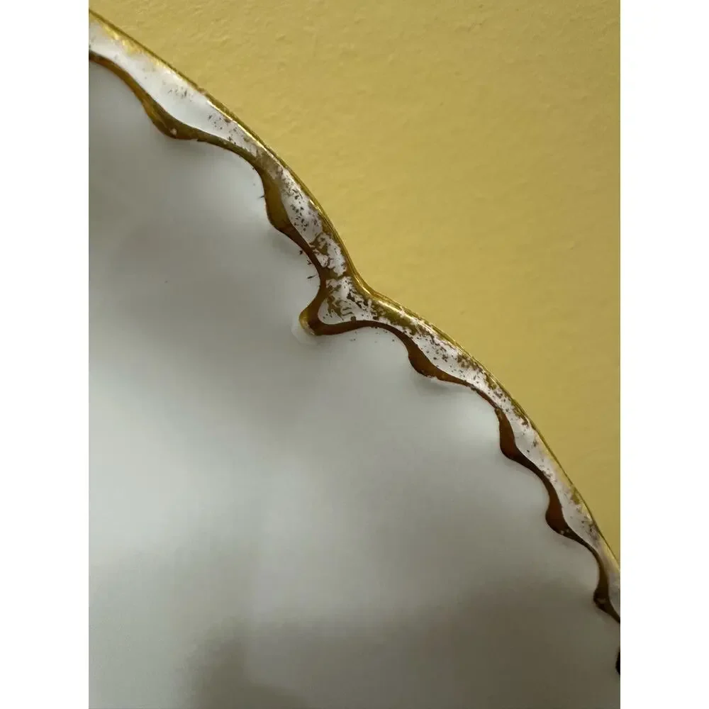 Vintage Haviland France Porcelain Plate Scalloped Gold Rim Elegant Dining Decor‎